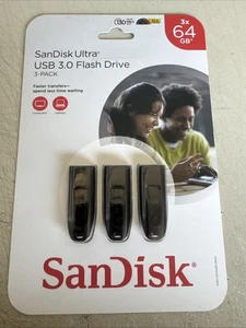 SanDisk 3 Pack Ultra High Performance USB 3.0 Flash Drive 64GB - Picture 1 of 2