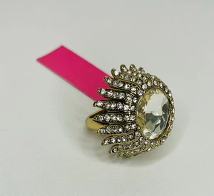 Betesy Johnson- Statement Cocktail Crystal Encrusted Size 6 Ring - Picture 1 of 13