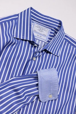 Charles Tyrwhitt London Slim Fit Dress Shirt 17/37 Blue Striped Cotton - Image 1 of 4