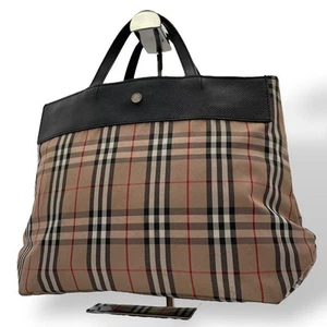 BURBERRY London Tote Bag Nova Check Black Authentic - Picture 1 of 10