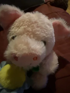 Pink Pig Plush and Flower Stuffed Animal, 5.5” - Picture 1 of 5