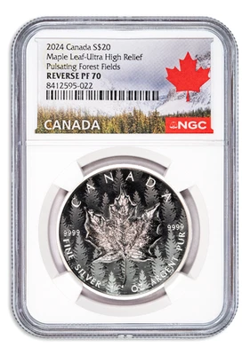 2024 Canada 1 oz Silver Maple Leaf Pulsating Forest UHR NGC PF70 Reverse Proof - Image 1 of 2