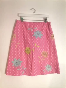 Boden A-Line Skirt UK 14R Pink Embroidered Polka Dot Pattern 100% Cotton - Picture 1 of 13