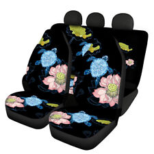 Universal Front Rear Car Seat Cover 4 Pack Full Set Love Lotus Turtle for Women