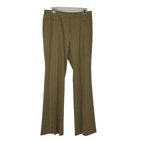 Lafayette 148 Tan Pinstripe Wool Stretch Dress Pants sz 10 Flat Front Wide Leg - Picture 1 of 12