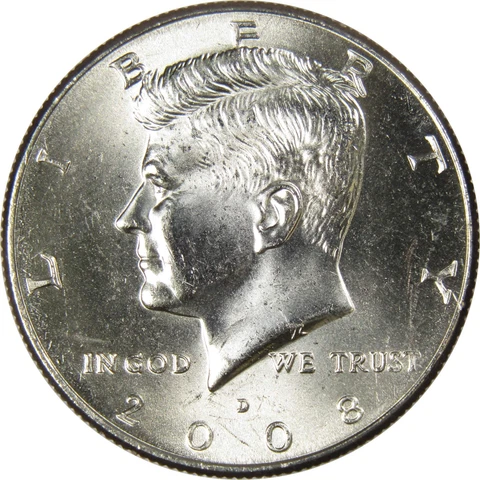 2008 D Kennedy Half Dollar BU Uncirculated Mint State 50c US Coin Collectible Cover