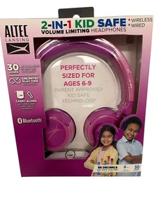 Neu Altec Lansing Kid Safe 2-in-1 Bluetooth Wireless Pink Kinder Kopfhörer - Bild 1 von 9