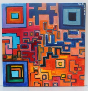 Modernes abstraktes Gemälde auf Leinwand "Labyrinth" von Serg Graff | Echtheitszertifikat | signiert - Bild 1 von 4