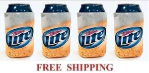 MILLER LITE 4 BEER CAN COOLERS KOOZIE COOLIE HUGGIE SUBLIMATED COOZIE NEW - Picture 1 of 1