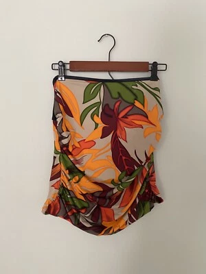 Tankini floral rojo y naranja de Calvin Klein talla 10 cuello halter Foto 1 de 4