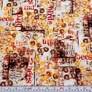 Pollinator Wordplay Bees Birds for RJR Fabrics Cotton by the HALF YARD - Picture 1 of 2