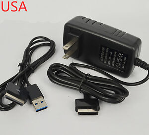 AC Wall Plug Charger+USB Data Sync Cable Cord for Asus Eee Pad Transformer TF101
