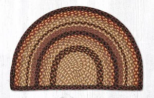 Braided Jute Slice Half Moon Area Rug. 2 Sizes. Earth Rugs. CHERRY/BROWN/CREAM - Picture 1 of 1