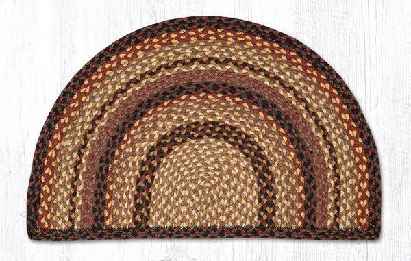 Braided Jute Slice Half Moon Area Rug. 2 Sizes. Earth Rugs. CHERRY/BROWN/CREAM - Image 1 of 1