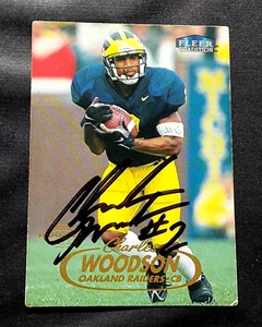 CHARLES WOODSON HOF HEISMAN PACKERS AUTOGRAPHED SIGNED 1998 ROOKIE FOOTBALL CARD - Picture 1 of 2