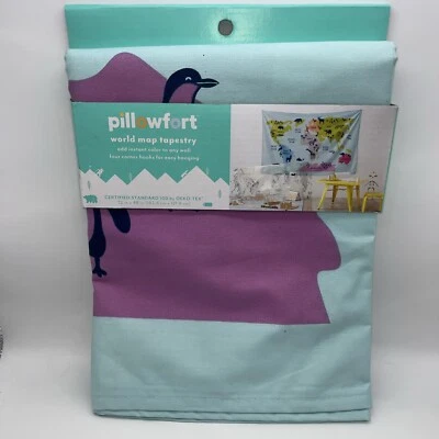 Pillowfort World Map Tapestry 72"x48" Wall Hanging Multicolor School Educational - Image 1 of 4