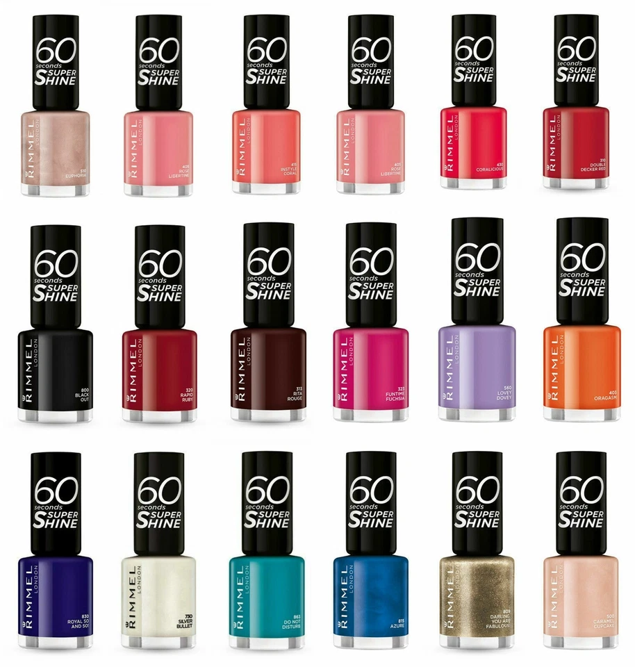 Rimmel London 60 Seconds/ Super Shine / Rita Ora 10 Nail Polish MIX Set - NEW