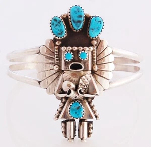 Navajo Handmade Sterling Silver Bracelet with Turquoise by Dorris Smallcanyon - Picture 1 of 3