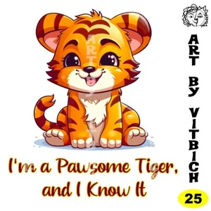 Cute Baby Tiger, A4 print, Art by Vitbich, Made to order - Picture 1 of 1