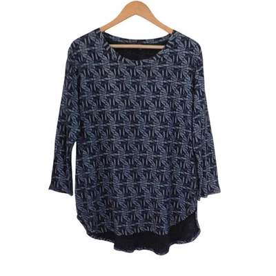 Fresh Produce 女式束腰上衣几何图案蓝色棉质 XXL 码美国 — 第 1/4 张图片