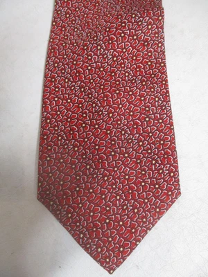 SALVATORE FERRAGAMO flor roja patrón seda 3,25 pulgadas de ancho Foto 1 de 3