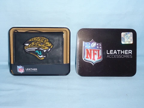 JACKSONVILLE JAGUARS   embroidered  Leather TriFold Wallet    NIB    black Cover