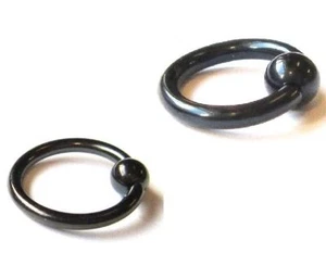 BLACK BCR PIERCING RING EYEBROW BELLY LIP NIPPLE BAR RING 1.2mm 1.6mm 8mm 10mm - Picture 1 of 1