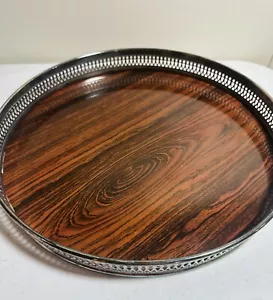 Vintage Sheffield Silver Co Tray Formica Laminate w/ Ornate Silver Plate Rim - Picture 1 of 9