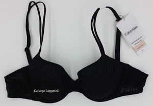 Neu mit Etikett Calvin Klein QF6875 transparenter Marquisette wandelbarer halbhoher Spitzen-BH schwarz - Bild 1 von 9