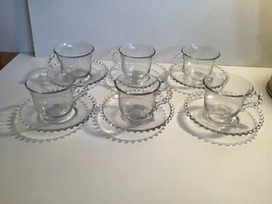 Vintage Imperial Glass Candlewick Set of 6 Cups And Saucers - Picture 1 of 9