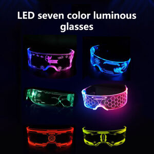 LED Glasses Colorful Glasses for Cosplay Light Up Glasses Adults 7 Neon Colors