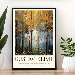 Framed Gustav Klimt Forest Majestry Yellow Circle Woods, Garden, Forest Theme - Picture 1 of 6