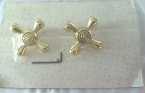 Vintage massive polierte Messing Badezimmer Kreuz Wasserhahn Griffe ~ NOS - Bild 1 von 2