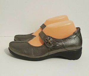 Sanita 38 Trude Clog Shoes US 7 - 7.5 Mary Jane Pewter Gray Metallic Leather - Bild 1 von 7