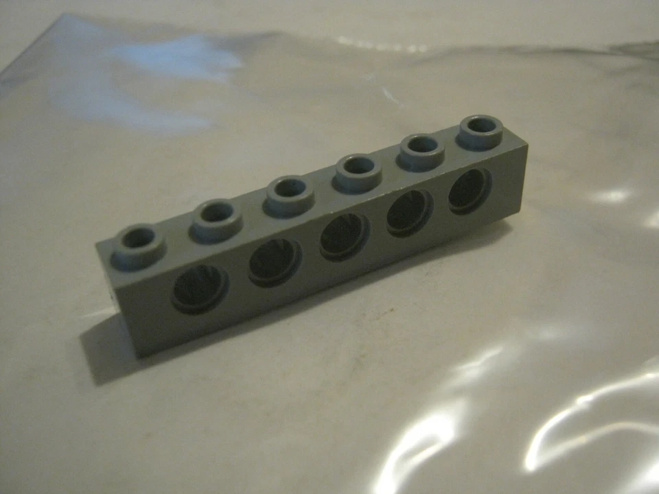 Lego Lot Of 6 Light Gray 1x6 Brick With 5 Axle Holes, 3894 (028-291) - Image 1 of 1