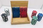 Aces Over Kings Poker Card Set In Wooden Box Sealed Decks With Used Poker Chips