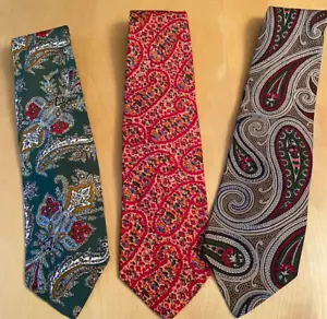 VINTAGE LIBERTY OF LONDON SILK PAISLEY MENS NECK TIE LOT OF 3 - Picture 1 of 2