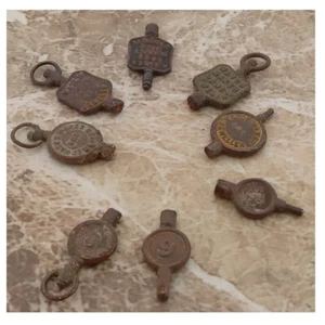 8 x Vintage Fusee Verge Werbung Taschenuhr Schlüssel ca. 1840 - 1880 - Bild 1 von 5