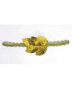 Roman/Greek Gold Leaf Goddess Headband 5 Leaves & Gold Braid Trim On Elastic - Picture 1 of 1