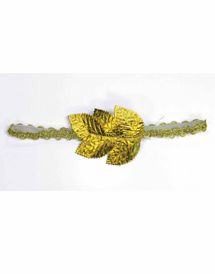 Diadema de Diosa Hoja de Oro Romana/Griega 5 Hojas y Trenza Dorada Borde Elástico Foto 1 de 1