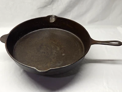 Sartén de hierro fundido vintage sin marca #14 14,75" BSR temprano o estufa Atlanta funciona Foto 1 de 4