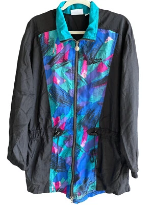 Quebra-vento feminino vintage Reebok pista colorida náilon tamanho médio - Imagem 1 de 4