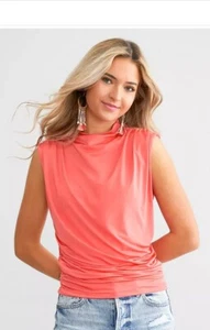 NEW without Tags Shirred Tank Top Willow & Root coral Size M - Picture 1 of 5