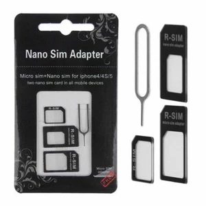 4in1 Micro Nano SIM Card to Standard Adapter Adaptor Converter Sets For iPhone - Picture 1 of 12