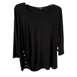 Cyrus Black Ribbed Sweater Button Side Size 1X NWT - Picture 1 of 5