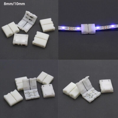 8mm 10mm 2 Pin Solderless Clip-on Coupler Connector for RGB LED Strip Light - Image 1 of 4