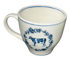 Molly Hatch Anthropologie Dairy Cow Coffee Mug 14 FL OZ Cup White W/ Blue Design