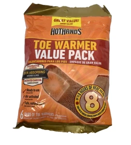 Hot Hands Toe Warmers Value Pack 6 Pairs 8 Hour Heating Natural Odorless - Picture 1 of 6