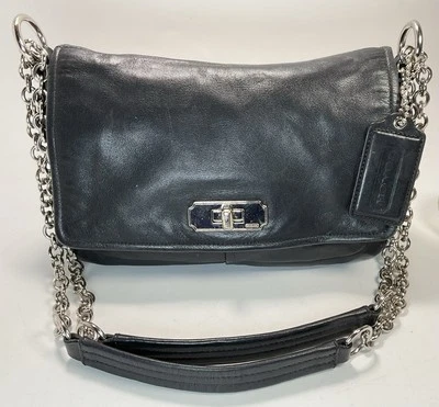 Bolso Bandolera De Colección Y2K Coach Chelsea Solapa Convertible Cadena Negro Foto 1 de 4