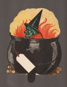 De colección HALLOWEEN 1910 STANDUP Bridge Tally BRUJA MECÁNICA Caldero Carpintero - Imagen 1 de 2